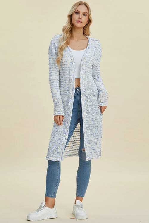 Multicolor Double Take Open Front Longline Cardigan – cozy lightweight cardigan
