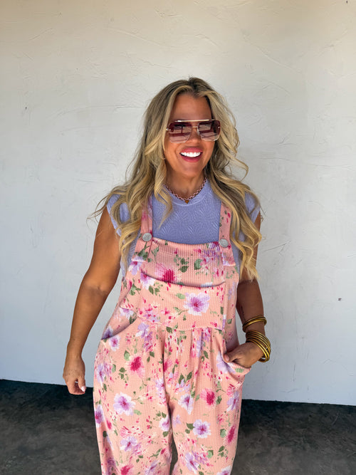 PREORDER- SPRING FLORAL KARLI BOHO OVERALLS