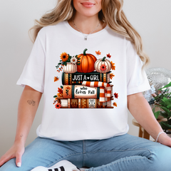 Girl Who Loves Fall & Books Graphic Tee