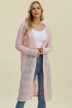 Blush Pink Double Take Open Front Longline Cardigan – feminine boutique style