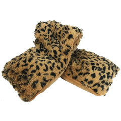 Warmies leopard microwavable neck wrap with plush faux-fur fabric.