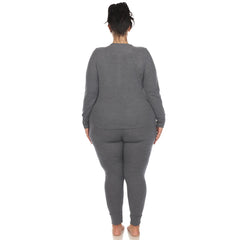 The Cozy Core Waffle Pajama Set β Soft, Stretchy Comfort for Cold Nights - Plus Size