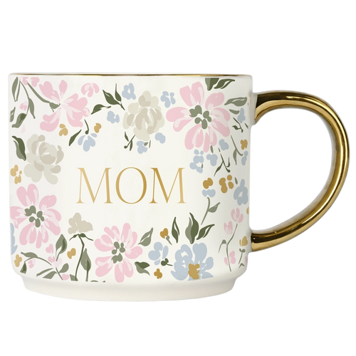 Floral Mom Coffee Mug – 14oz Gold Handle Mother’s Day Gift