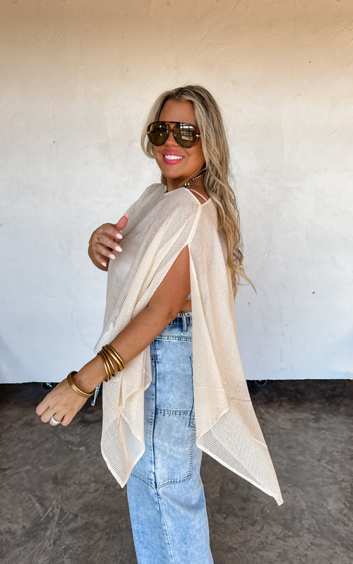 Blakeley Cotton Mesh Poncho Top