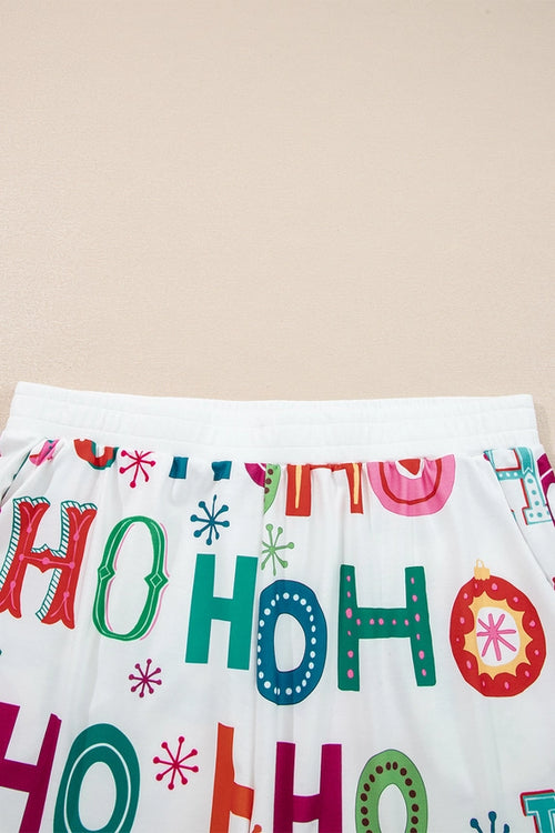 Ho Ho Print Long Sleeve Top & Shorts Christmas Set – Festive Comfort You’ll Love