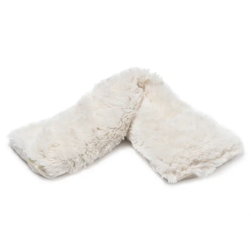 Warmies ivory microwavable neck wrap with plush faux-fur fabric.