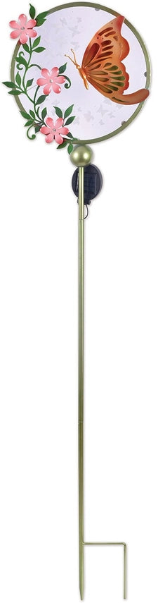 Peach Glow Butterfly Solar Garden Stake