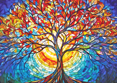 Stained Glass Tree of Life 1000-Piece Jigsaw Puzzle