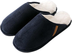Men’s Warm Soft Fur Memory Foam Slippers — Brown, Blue, or Olive
