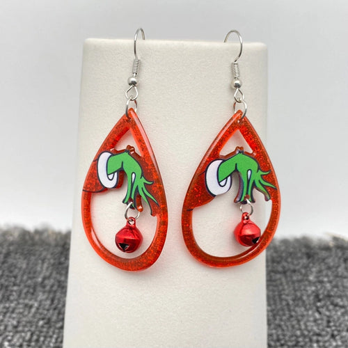 “How the Holiday Stole My Sanity” Acrylic Bell Drop Earrings 🎄