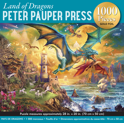 Land of Dragons 1000-Piece Jigsaw Puzzle (gold foil highlights)