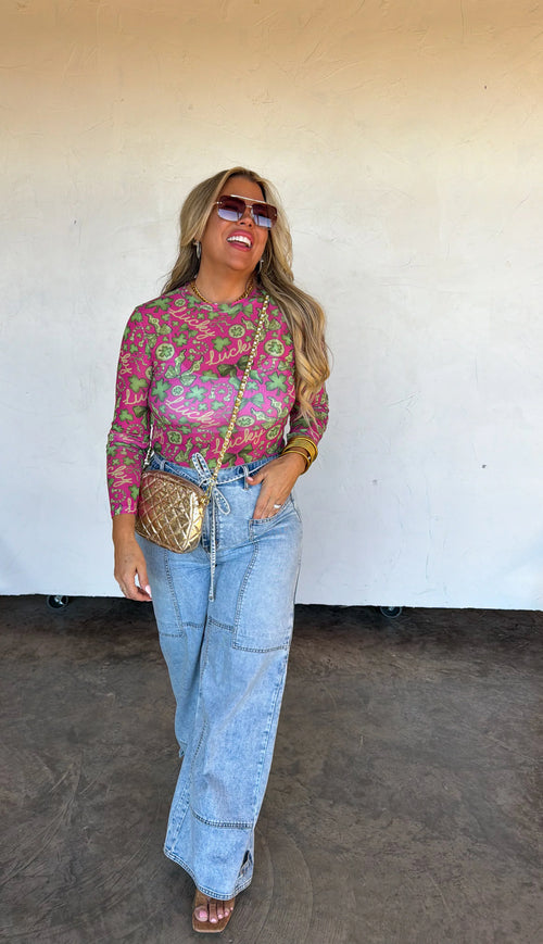 Lucky Girl Dress It Up Mesh Top