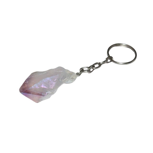 Raw Lavender Aura Crystal Keychain