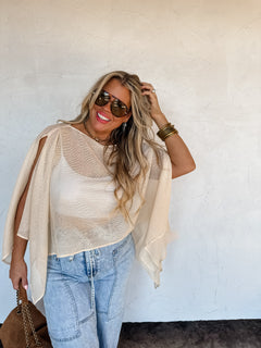 Blakeley Cotton Mesh Poncho Top