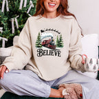 Believe North Pole Train Sweatshirt in Sand – holiday unisex Christmas top