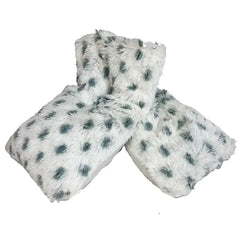 Warmies snowy microwavable neck wrap with plush faux-fur fabric.