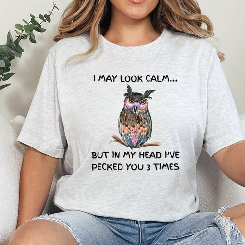 I May Look Calm β Owl Graphic Tee