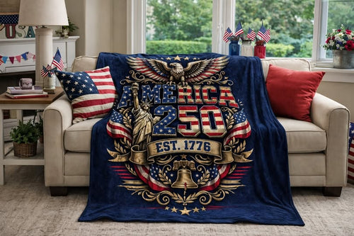 America 250 Patriotic Flannel Blanket