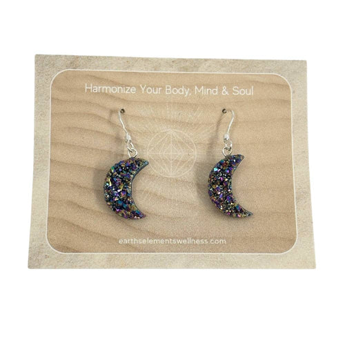 Moon Rainbow Druzy Earrings