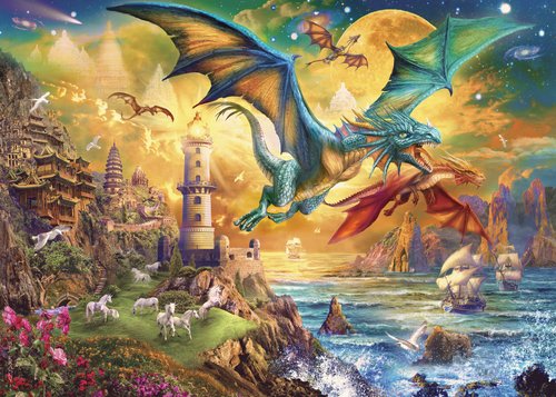Land of Dragons 1000-Piece Jigsaw Puzzle (gold foil highlights)