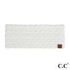 White Pearl Embellished Knit Headwrap by C.C