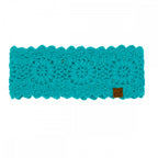 Turquoise C.C Flower Crocheted Knit Headwrap