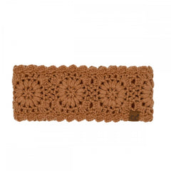 Mocha C.C Flower Crocheted Knit Headwrap