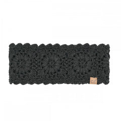 black C.C Flower Crocheted Knit Headwrap