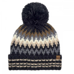 Black C.C Multi Color Chevron Pom Beanie