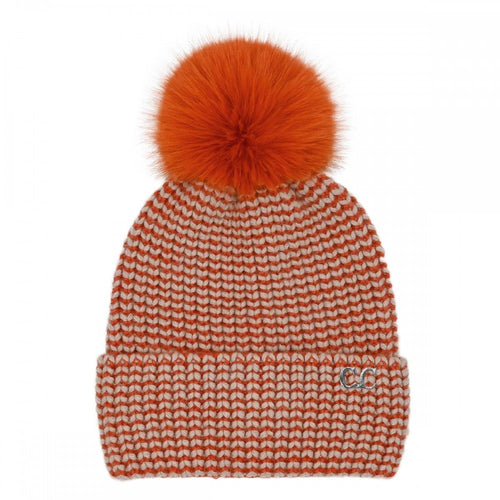 Orange C.C Two Tone Angora Cuff Beanie