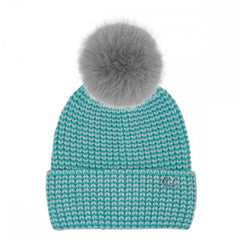 Turquoise C.C Two Tone Angora Cuff Beanie