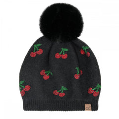 C.C Cherry Rhinestone Pom Beanie