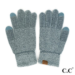 C.C Solid Chenille Knit Smart Touch Gloves – Burgundy, Denim, Ivory, Lavender, Olive, Steel Blue, Earth Brown
