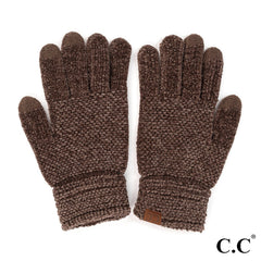 C.C Solid Chenille Knit Smart Touch Gloves – Burgundy, Denim, Ivory, Lavender, Olive, Steel Blue, Earth Brown