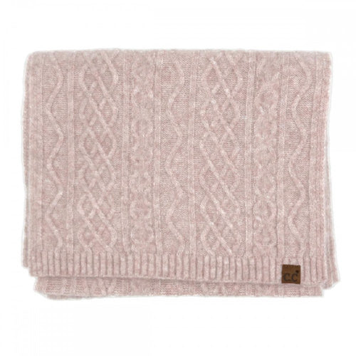 C.C Cable Knit Scarf – Cream, Rose, Taupe, Grey, Black
