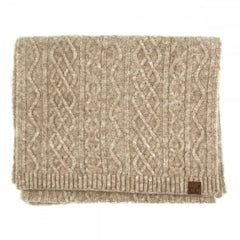 C.C Cable Knit Scarf – Cream, Rose, Taupe, Grey, Black