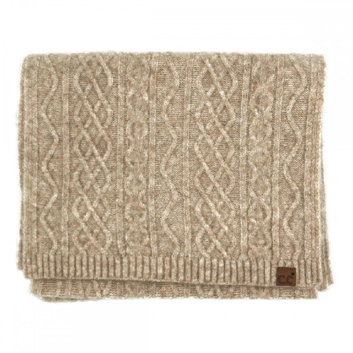 C.C Cable Knit Scarf – Cream, Rose, Taupe, Grey, Black