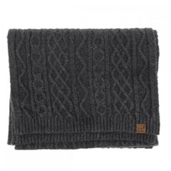 C.C Cable Knit Scarf – Cream, Rose, Taupe, Grey, Black