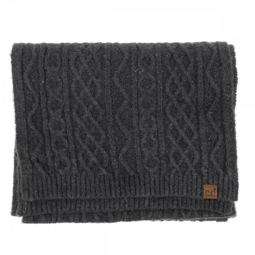 C.C Cable Knit Scarf – Cream, Rose, Taupe, Grey, Black