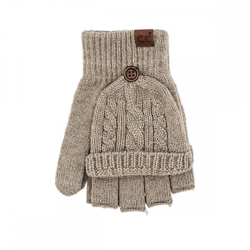 C.C Cable Knit Convertible Flip Mittens