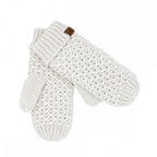 C.C Cross Cell Stitch Knit Mitten Gloves