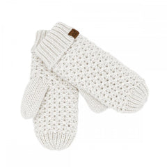 C.C Cross Cell Stitch Knit Mitten Gloves