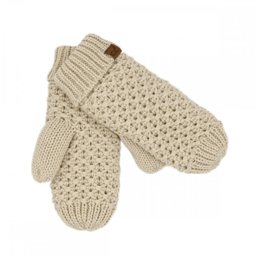 C.C Cross Cell Stitch Knit Mitten Gloves