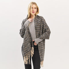 Multi-Tone Soft Knit Scarf with Fringe β One Size