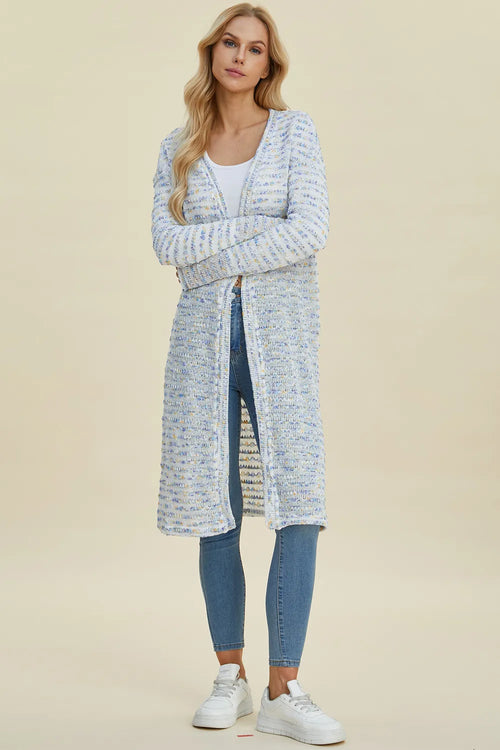 Multicolor Double Take Open Front Longline Cardigan – cozy lightweight cardigan