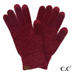 C.C Solid Chenille Knit Smart Touch Gloves – Burgundy, Denim, Ivory, Lavender, Olive, Steel Blue, Earth Brown