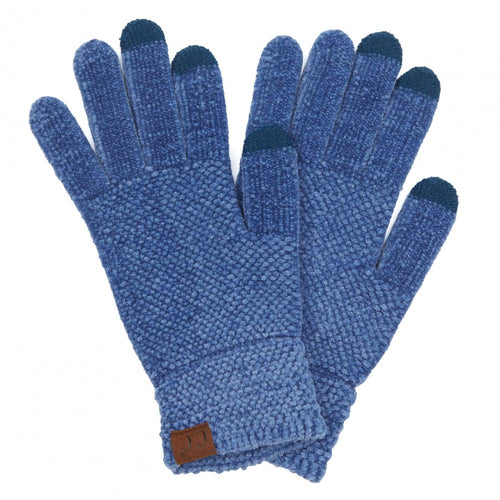 C.C Solid Chenille Knit Smart Touch Gloves – Burgundy, Denim, Ivory, Lavender, Olive, Steel Blue, Earth Brown