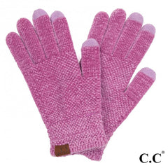 C.C Solid Chenille Knit Smart Touch Gloves – Burgundy, Denim, Ivory, Lavender, Olive, Steel Blue, Earth Brown
