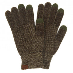 C.C Solid Chenille Knit Smart Touch Gloves – Burgundy, Denim, Ivory, Lavender, Olive, Steel Blue, Earth Brown
