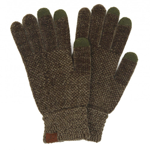 C.C Solid Chenille Knit Smart Touch Gloves – Burgundy, Denim, Ivory, Lavender, Olive, Steel Blue, Earth Brown